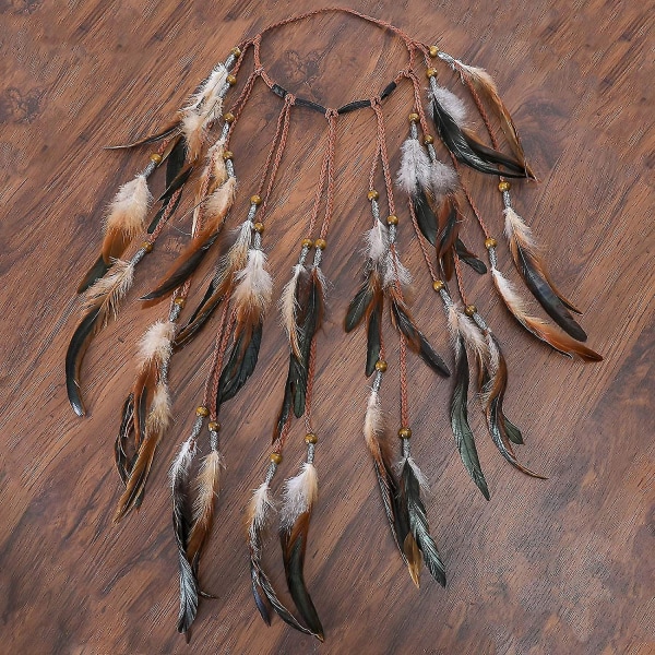 Fjær Hodeplagg Boho Hippie Hodebånd - Fancy Fjær Hodeplagg Bohemian Hodeplagg Dusker For Kvinner Jenter Karneval Hodeplagg