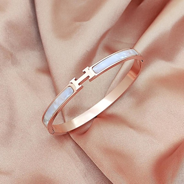 Titanium stål H bokstav armbånd moteskall lys luksus håndledd kjede smykker (rose gull)