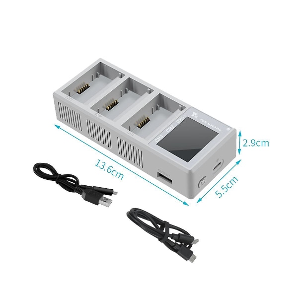 Opladningshub til Mini 3 Pro Drone Digital Display Oplader Flyvebatteri Hurtigopladningsoplader (Grå)