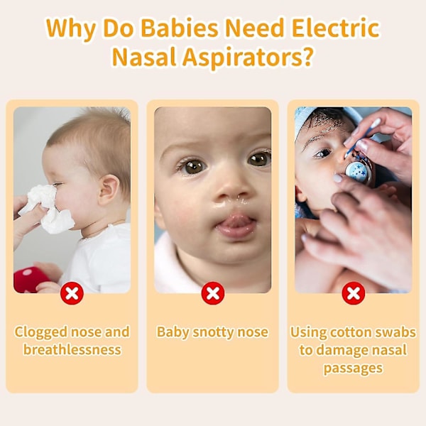 Næsesuger Baby, baby næsesuger 9 sugeniveauer Elektrisk næsesuger til babyer Automatisk næserens til nyfødt småbørn