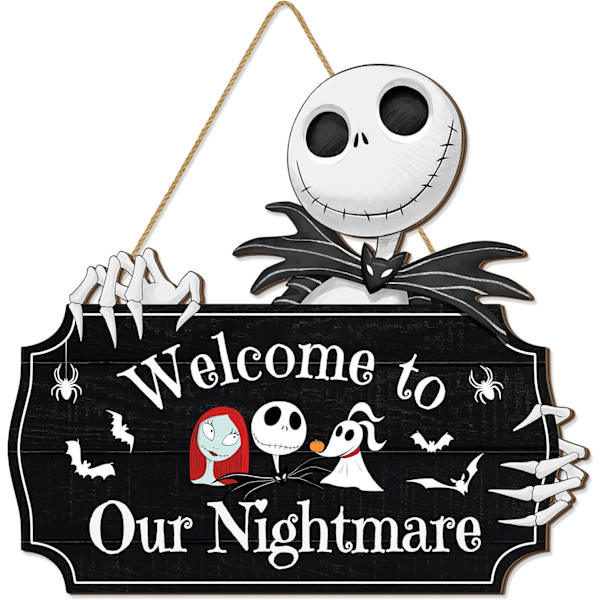 Halloween Dödskalle Välkommen Dörrskylt Halloween Spöklik Entrédörr Hängande Dekor Rustik Trä Hängande Dörrkrans Spöke Trä Väggskylt Hemfest Utomhus
