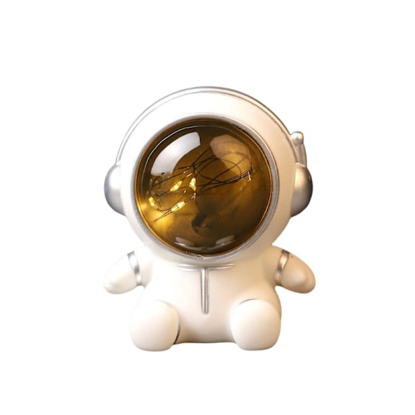 Astronautti-possupankki, ihana sarjakuva-avaruusmies, yövalo, kaksoiskäyttöinen säästölipas, koriste, suuri kapasiteetti（S，Valkoinen）