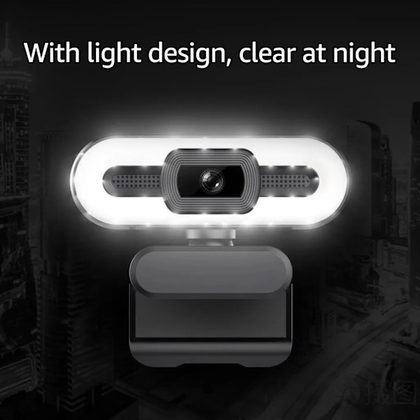 4K USB Plug & Play webbkamera med inbyggd mikrofonbelysning för livestreaming videosamtal videokonferens onlineundervisning