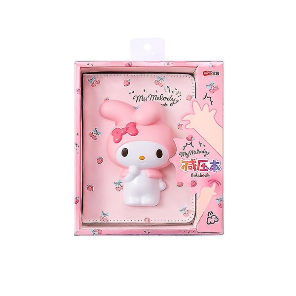 Kawaii tegneserie Sanrios Cinnamoroll Mymelody Kitty Dekompression Notesbog Tredimensionel Pu Dukke Dekompressionsbog Vent Book（3）