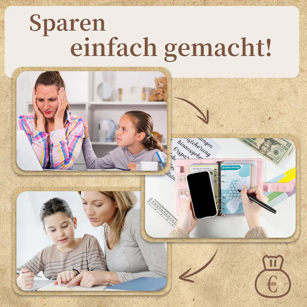 Budgetplanerare, budgetplanerare startset med sparchallenge, spara med kuvertmetod, budgetpärm A6 polyuretan