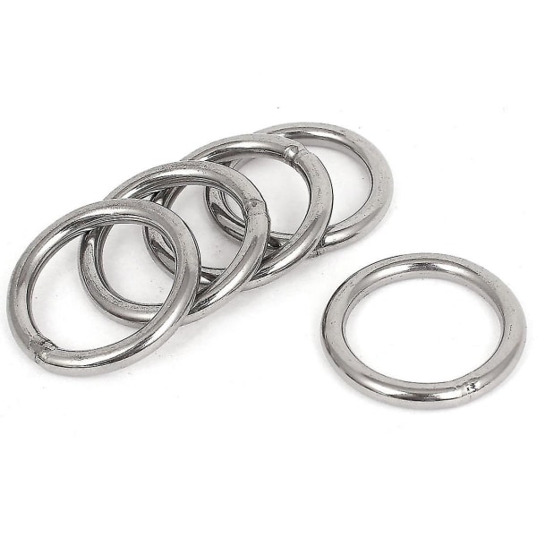40 mm x 5 mm rustfrit stål bånd svejsede O-ringe 5 stk (sølv)