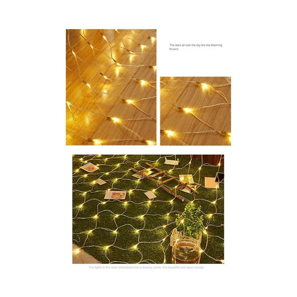 Stjerne Fiskenet Led String 6x4m 672led Udendørs String Fairy Night Lights Ferie Soveværelse Hjem Del（Som vist）