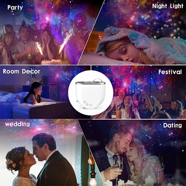 Aurora Borealis Bluetooth Stjerneprojektor Åndedræt Ambient Light Soveværelse LED Nattelys Andre Hjemmedekorationer
