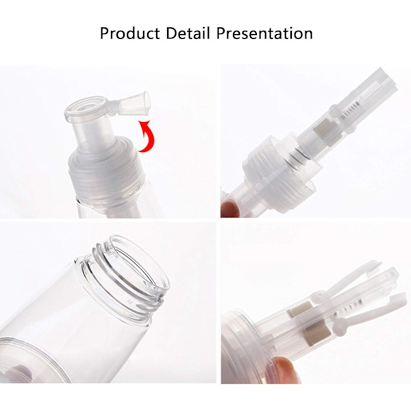 Pulversprayflaske Liten pumpeflaske Sprayflaske Pulversprayflaske Transparent pulversprayflaske Bærbar med tetningsdyse 180 ml