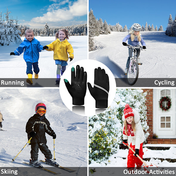 Kid Gloves Barnens Pekskärm Vantar - Vinter Varma Kalla Väder Vantar Pekskärm Löpning Vantar Termisk Ridning Cykling Vantar (L)