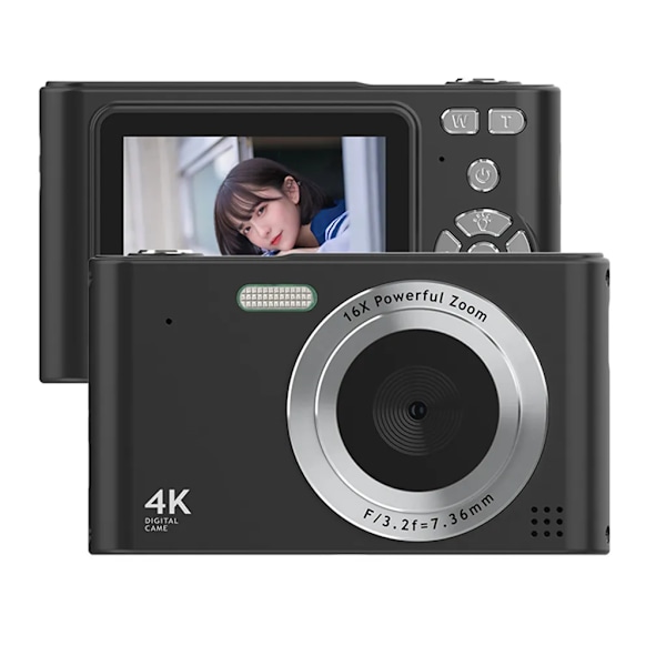 4K Digitaalinen Kamera Videokamera, 48MP Digitaalinen Videokamera, 2,4 Tuuman Näyttö, 16X Digitaalinen Zoomaus, Värähtelynvaimennus, Kasvojentunnistus, Kauneusvaikutus, Liikkeen Tunnistus