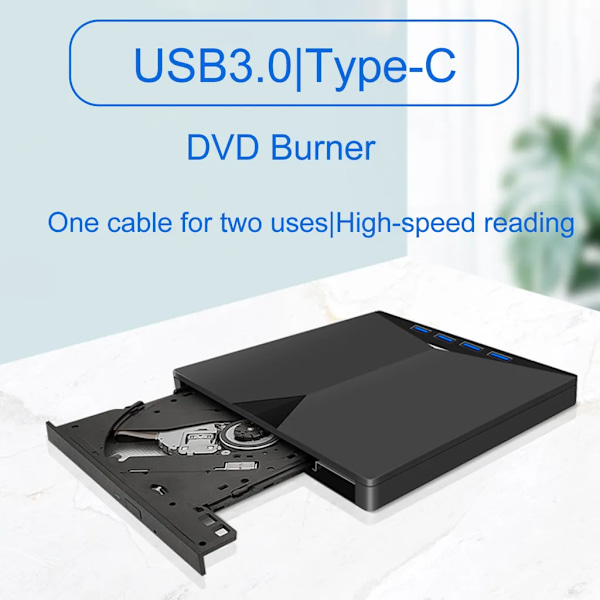 Ulkoinen CD DVD-asema Windows11 Mac OS, 7-in-1-asema, USB3.0 SD TF-portti, SLR-kamerat digitaalikamerat USB-muistitiedon lukeminen