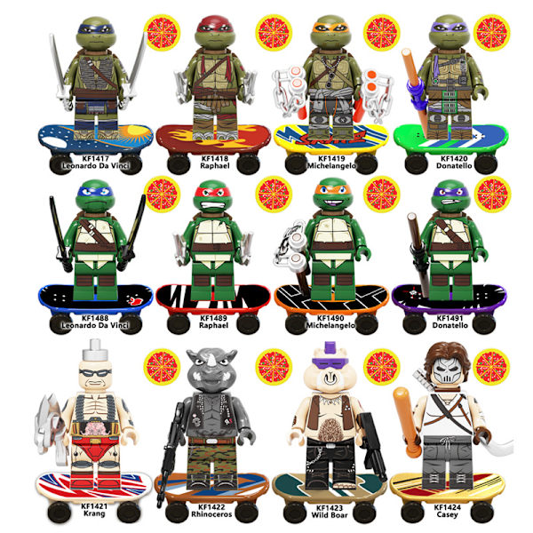 12 stk Teenage Mutant Ninja Turtles Series Raphael Leonardo Michaelangelo Donatello Minifigur Mini Samlet Byggeklods Legetøj Børnegave