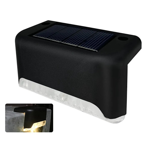 10-pack LED solcellslampor staketlampor vägglampor trädgårdslampor utomhus trapplampor, solcellsstaketlampa svart - varmt ljus