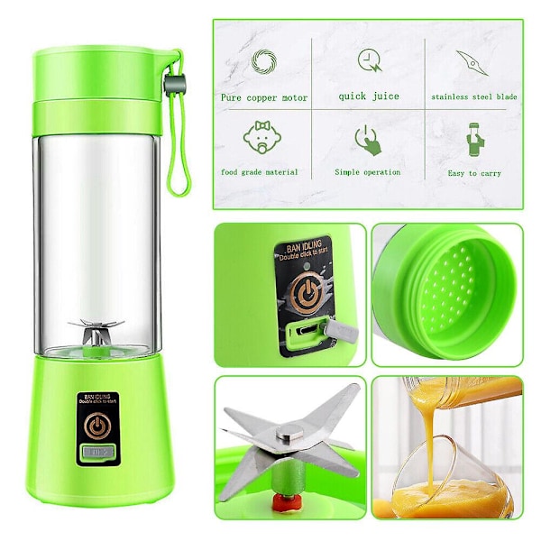 Mini elektrisk fruktpress, uppladdningsbar, bärbar, USB-juicekopp（2）