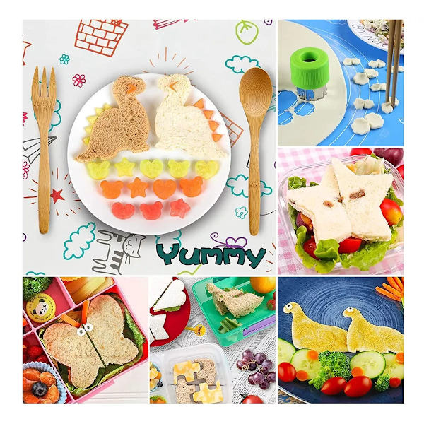 28-delt bagesæt - Sandwichbrødforme, grøntsags- og frugtskærere, kageforme - Fremstillet af holdbart PS-materiale