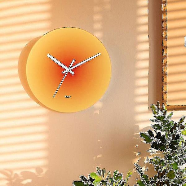 Nordic Style Gradient Solnedgång Väggklocka Ljus Lyx Vardagsrum Stansfri Mute Glas Watch klocka Heminredning（35cm，SKU-6）