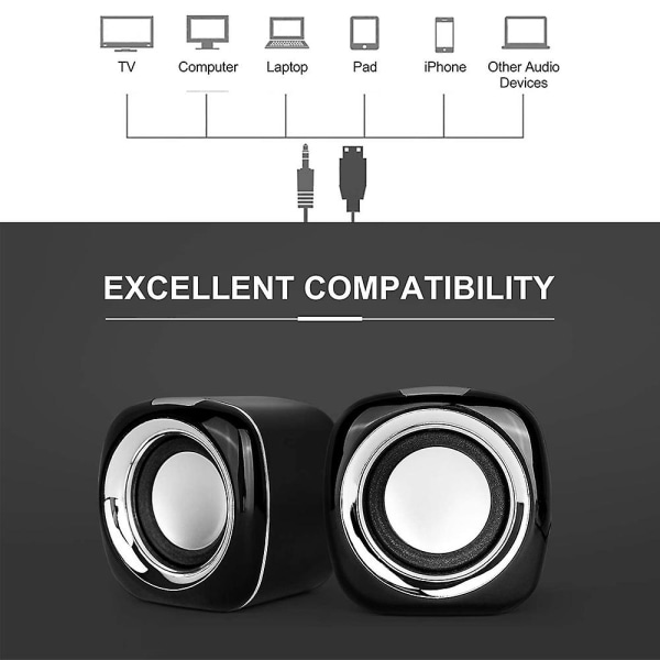 Datorbordshögtalare PC-drivna högtalare USB högtalare Bildskärm Högtalare-Svart