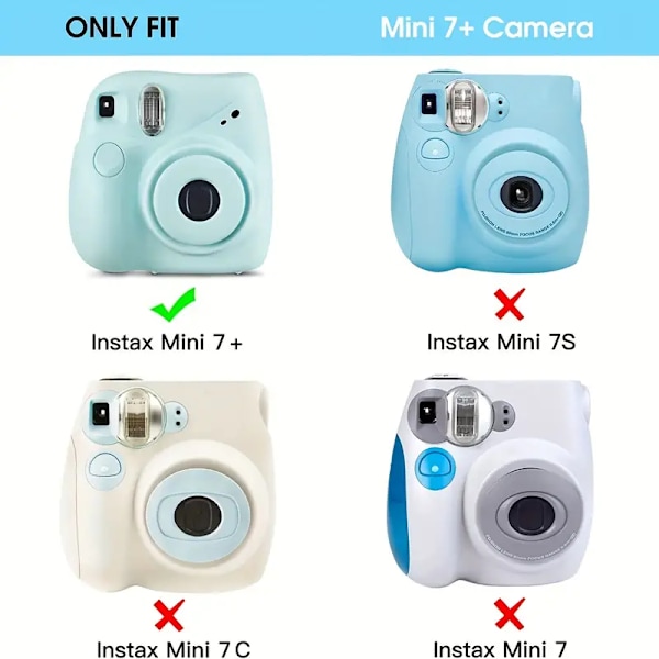 Gjennomsiktig beskyttende deksel for Instax Mini 7+ Instant Camera - Krystallhardt skall med avtakbar regnbue skulderstropp