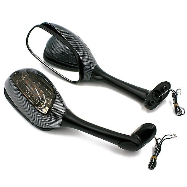 2 stk motorsykkel speil håndtak for Suzuki GSXR GSXR600 750 GSXR1000 2005-2015 med blinklys speil（Klar）