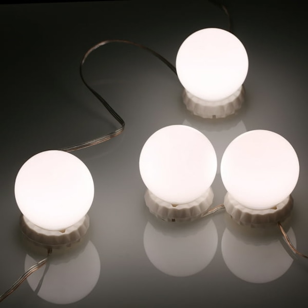 Vanity LED-pære sæt med 10 LED-lys, 10 lys og 3 skærme, USB-lysafbryder til makeup-applikation