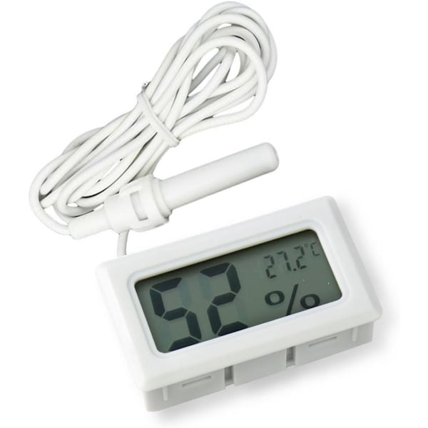 2-i-1 digital LCD-termometer hygrometer med ekstern for reptilinkubator akvarium fjærkre