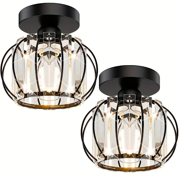Halvveis innfelt taklampe – krystalllampe med krystalldekorasjon for stue, gang, bad, elegant og funksjonell belysningsløsning