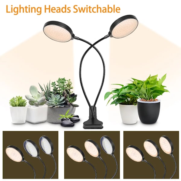 USB-kasvivalaisin 312 LED:llä, täyden spektrin auringonvalo, säädettävä pöytäkiinnitteinen kasvuvalaisin sisäkasveille, 5 himmennettävää tasoa, 4/8/12 tunnin ajastimella