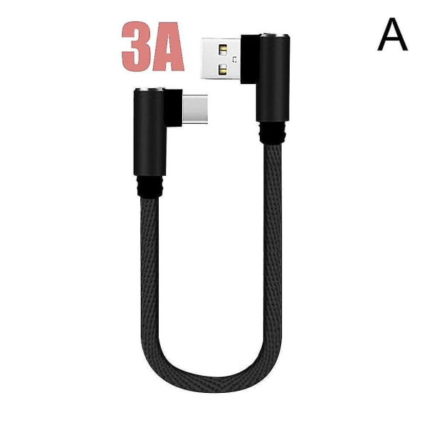 25 cm kort 90 graders USB Type C ladekabel USB-C telefonopladerkabel (sort 25 cm)