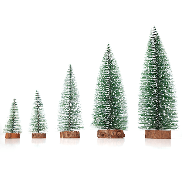 Miniatyr Julgranar Snöfrost Sisalträd Skrivbords Mini Tallträd Flaskborsteträd för Julfest Heminredning