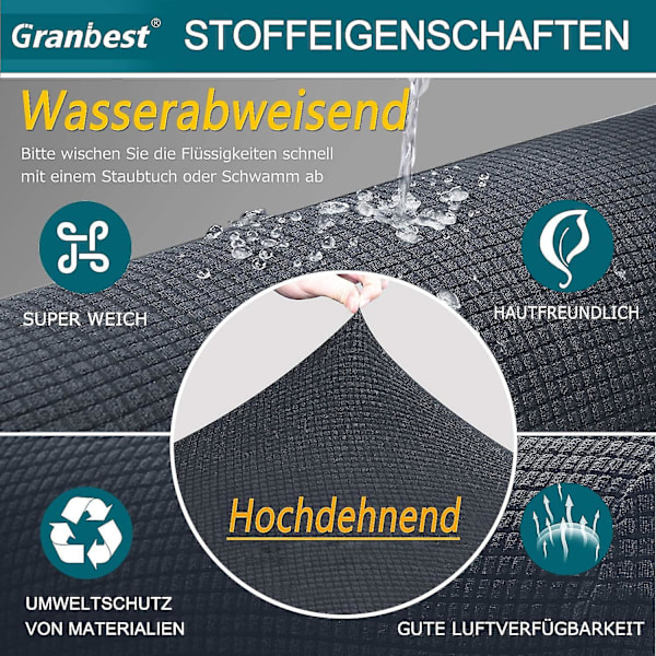 Stretch vandtæt sofabetræk 1 stykke sofabetræk Spandex Jacquard elastisk sofabetræk med skridsikkert skum (1 pers., grå)