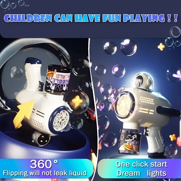 Raket bubbelpistol, elektrisk bubbelpistol leksak, astronaut bubbelmaskin, utomhusleksak