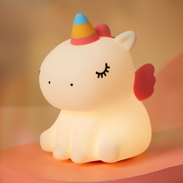 Enhjørning Nattelys, LED Squishy Sød Lampe, Nattelys til Piger, Silikone Enhjørning Lys, Dæmpbar Børne Baby Soveværelse Nattelys, Genopladelig