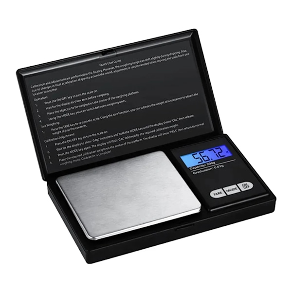 Digital precisionsskala fin skala 0,01g-500g ficksskala fin gram skala digital skala