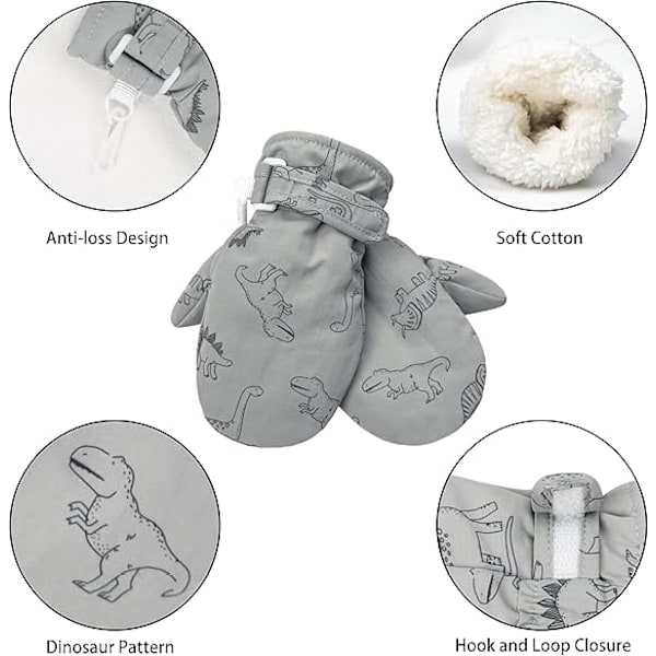 Vinterhandskar för småbarn med fleecefoder, snöhandskar för pojkar och flickor, skidhandskar för barn, babyvantar