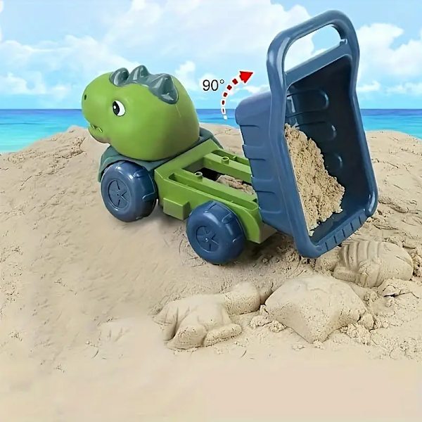 Dinosaur Engineering Vehicle Toy Set, Strandleker for Gutter og Jenter, Morsomt Lekebil