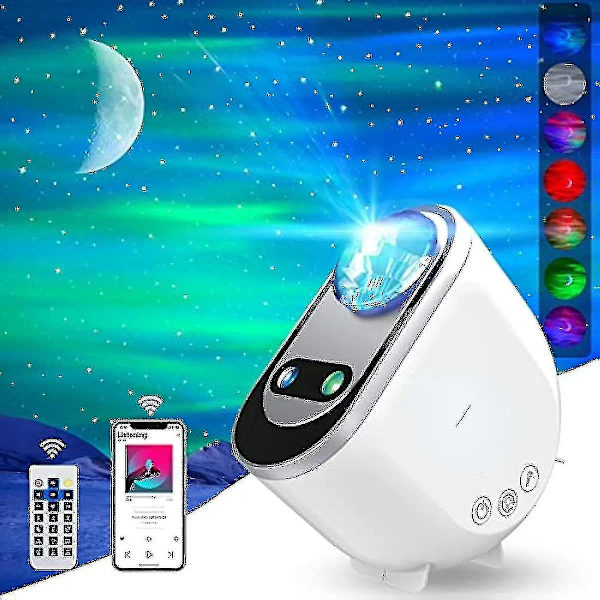 Nordlysstjerneprojektor, Aurora-projektorer Galaxy Star Projector 6 Hvit støy Stjernehimmel Månelampe -q