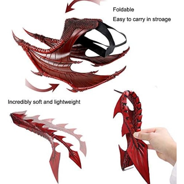 Drakdräkt för barn pojkar flickor, drake vingar svans mask set, Halloween dinosaurie cosplay set för barn