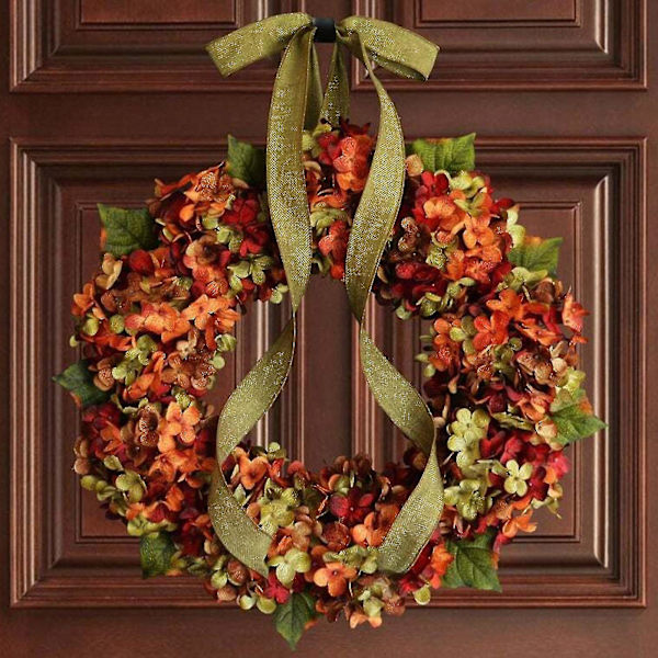 35 cm kunstig efterårshortensia krans juledekoration Thanksgiving dørhænger（40 cm）