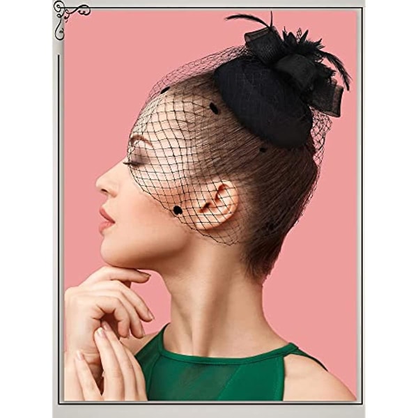 Chuangdi Pillbox Fascinator Hat Til Kvinder Tea Party Hat Pandebånd Med Mesh Slør Sort Begravelseshatte Fascinator Til Bryllup Kvinder S Hatte Og Kasketter Adgang