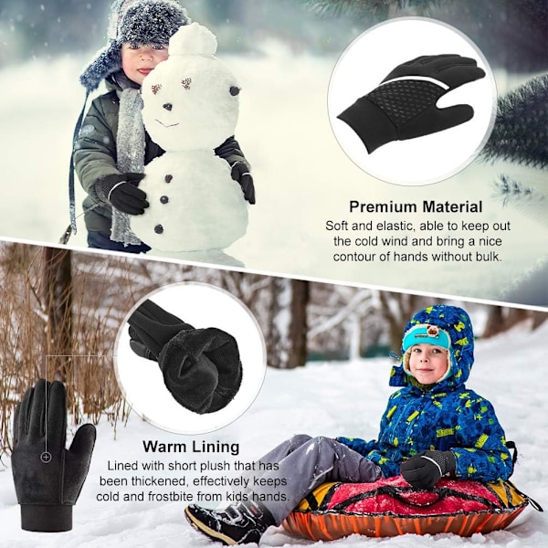 Kid Gloves Barnens Pekskärm Vantar - Vinter Varma Kalla Väder Vantar Pekskärm Löpning Vantar Termisk Ridning Cykling Vantar (L)