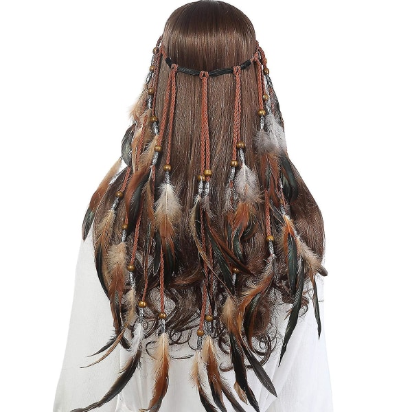 Fjær Hodeplagg Boho Hippie Hodebånd - Fancy Fjær Hodeplagg Bohemian Hodeplagg Dusker For Kvinner Jenter Karneval Hodeplagg