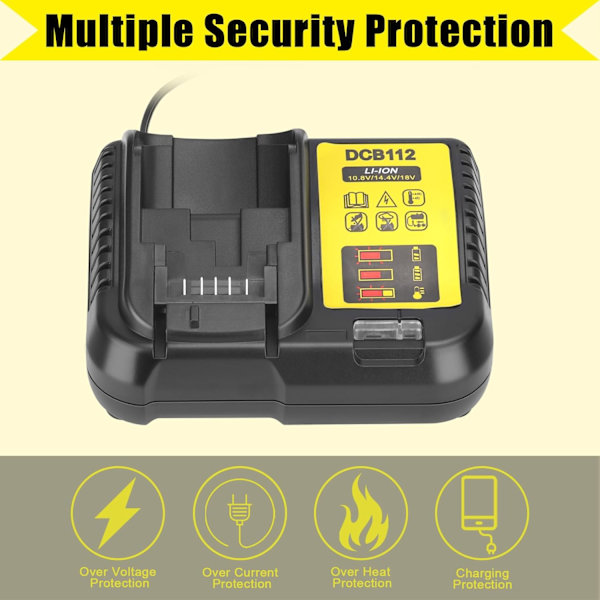 DCB112 til Dewalt Batterilader Udskiftning til Dewalt 12V 20V og 60V Max Lithium-Ion Batteri DCB205 DCB112 DCB201 DCB200 DCB612