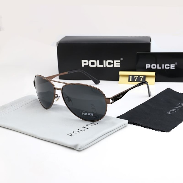 Poliisin miesten polarisoidut UV400 aurinkolasit Aviator-lasit ajolasit（Musta）