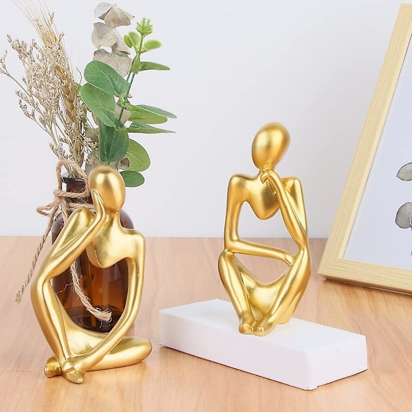 Modern Thinker Resin Statue, Xixiran 2 stykker Abstrakt Tænker Statue, Resin