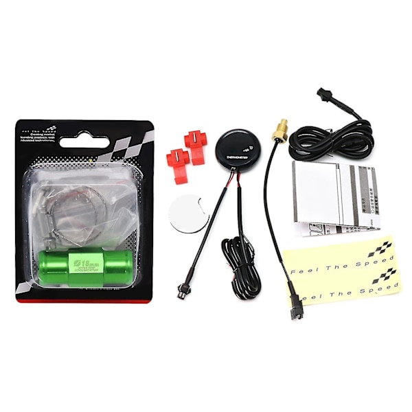 Universal Motorcykel Led digitalt termometer Vandtemperatur Temperaturmåler（18 mm stik，blåt lys）
