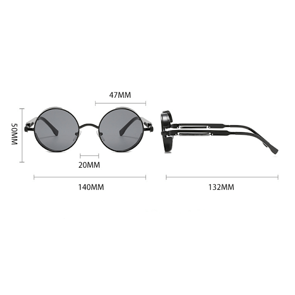 Klassinen retro aurinkolasit polarisoitu, pyöreä aurinkolasit metallirunko UV400 suojaus aurinkolasit unisex silmälasit Rave lasit