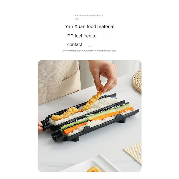 Sushi Bazooka, livsmedelsgodkänd PP sushi-tillverkningssats, sushi-rulle för nybörjare, professionellt ris-grönsaks-kött DIY sushi-rullset