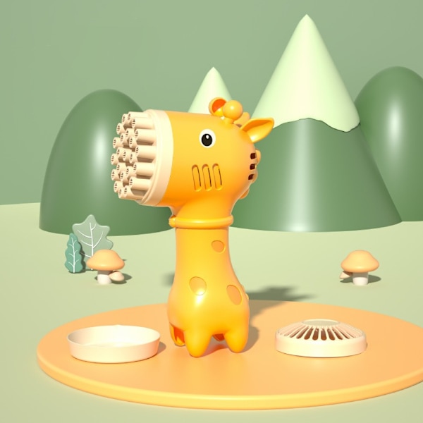 2-i-1 Giraff Fläkt Bubbelmaskin, Elektrisk Bubbelmaskin, Barnleksak