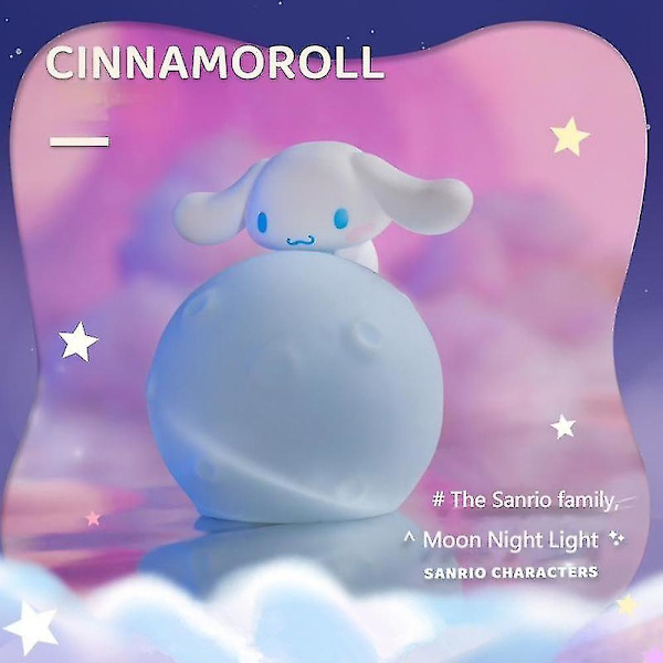 Sanrio Måne LED Lys Anime Kuromi Cinnamonroll Melody Kawaii Ornament Skønhed Soveværelse Natlys Sengelampe Dekoration Gave（PomPom Purin）